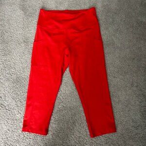Women's Crop Red Leggings with Pockets - Like New
